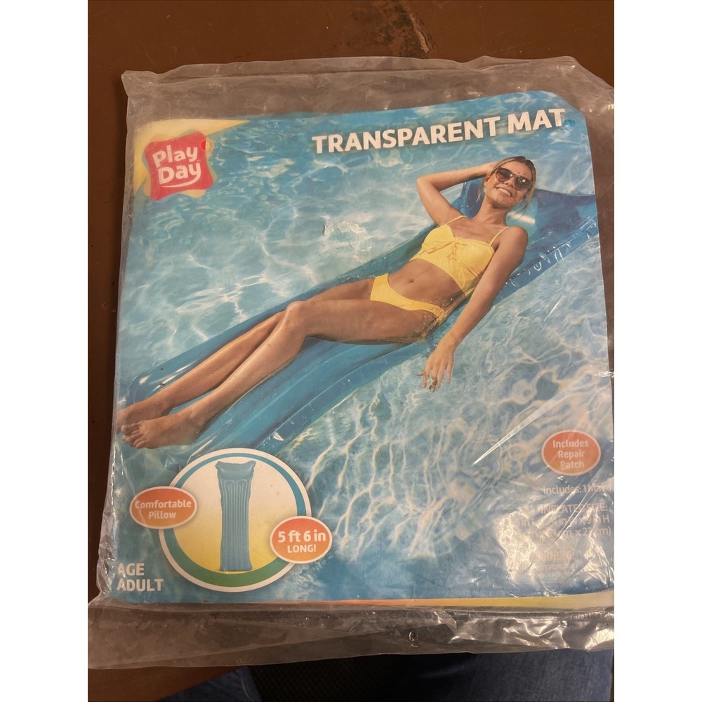 PlayDay Transparent Swimming Pool Mat Float Raft Blow Up‎ Inflatable